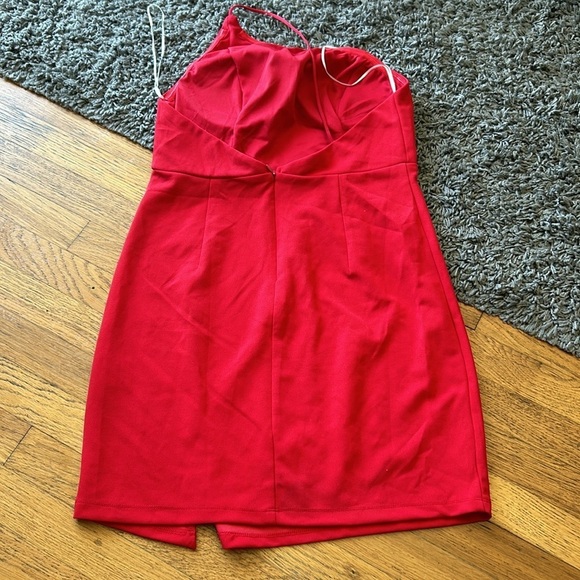 NWOT Princess Polly Priya Red One Shoulder Strap Slit Mini Dress Size 8 - Picture 7 of 15